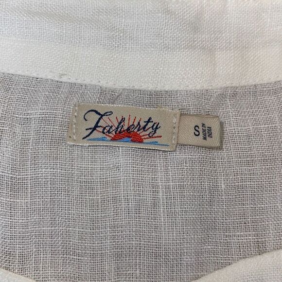 Faherty Womens‎ Bria Sleeveless Lace Trim Linen Belted Dress Cream Size Small - Picture 10 of 14